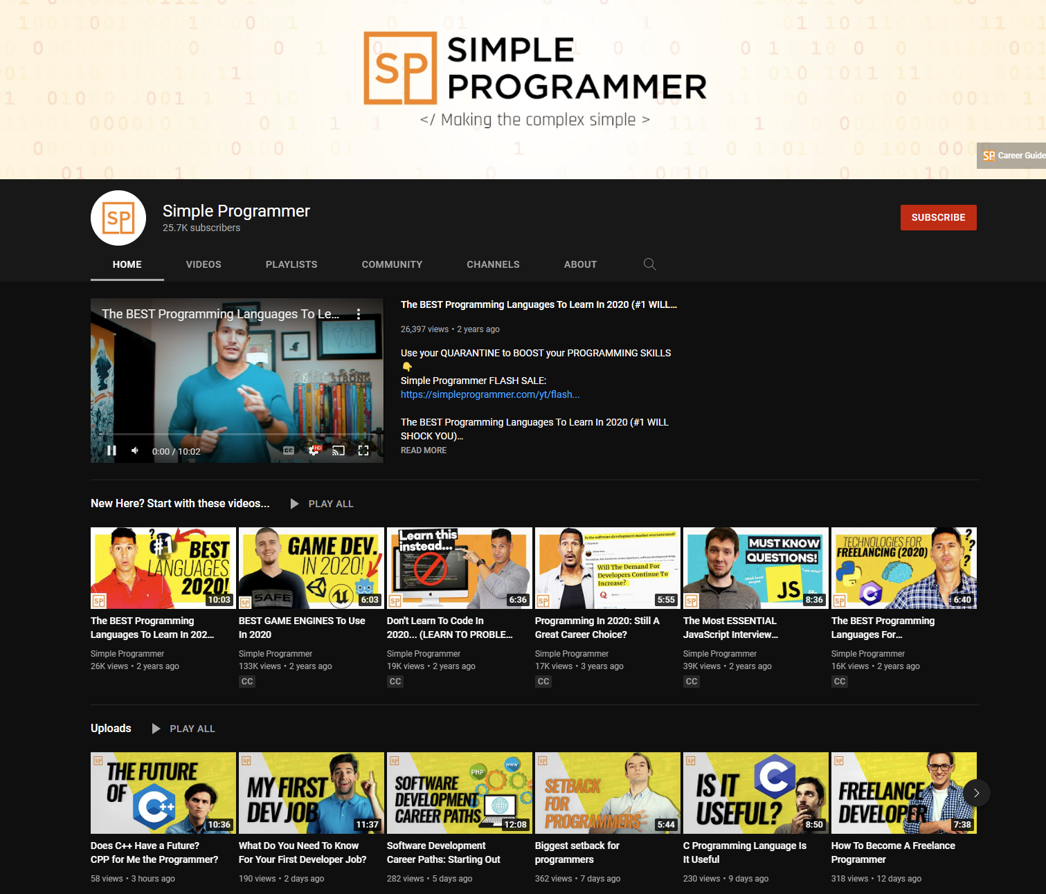Simple Programmer Youtube channel