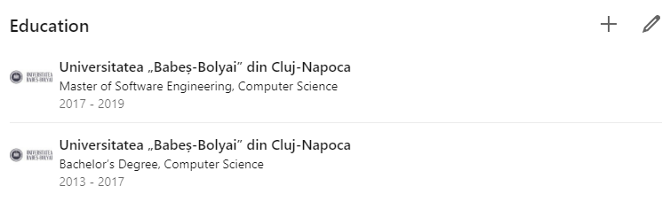 Linkedin education section